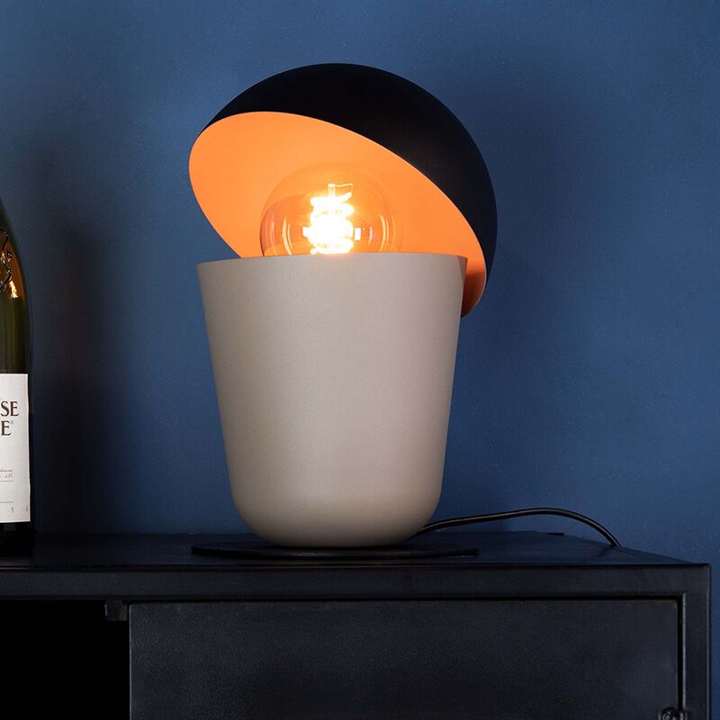 Taupe industriële tafellamp aluminium, Werner, met schakelaar Taupe industriële tafellamp aluminium, Werner, met schakelaar