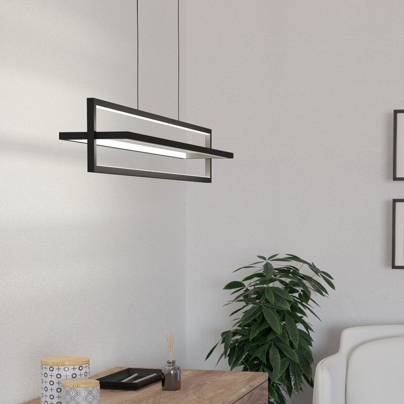Zwarte moderne hanglamp aluminium, Lianne, 34W, warm tot koud wit verstelbare LED, 3-staps dimbaar Zwarte moderne hanglamp aluminium, Lianne, 34W, warm tot koud wit verstelbare LED, 3-staps dimbaar