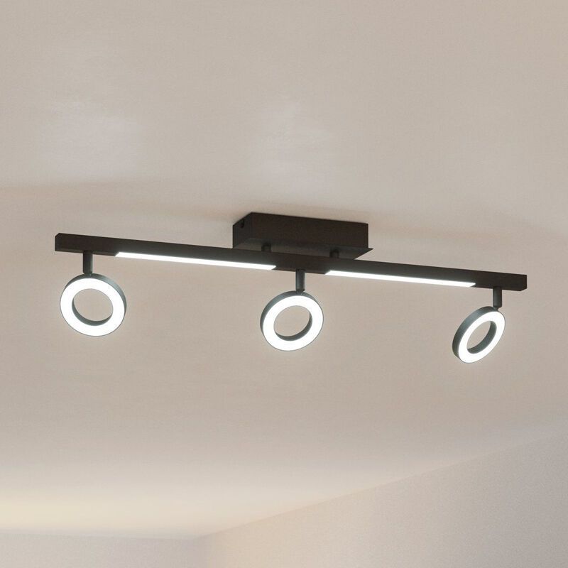 Zwarte moderne plafondspot aluminium, Madelinde, 3,2W, 3000K LED