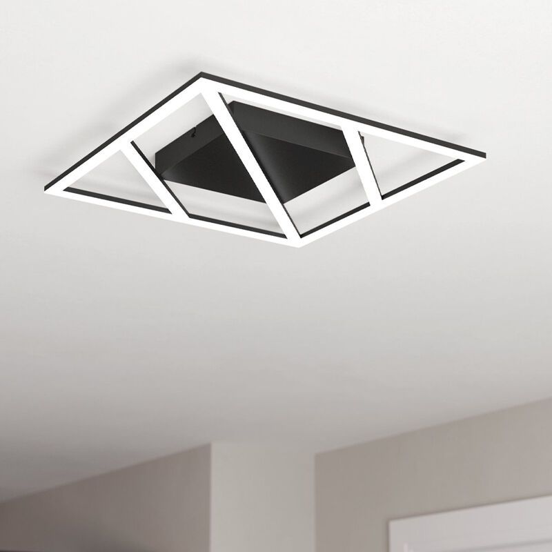 Zwarte design plafonnière aluminium, Kenley, 21W, warm tot koud wit verstelbare LED, 3-staps dimbaar