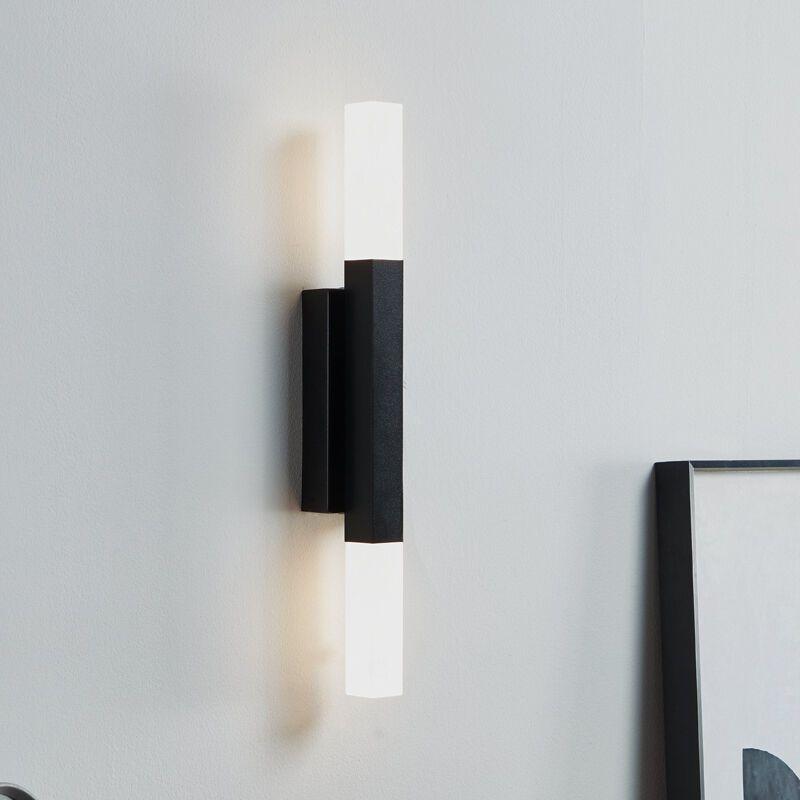 Zwarte moderne spiegelverlichting aluminium, Yolande, 5,5W, 3000K LED, IP44