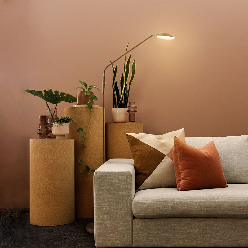 Messing staande leeslamp Salvador, 5w, met draaidimmer Messing staande leeslamp Salvador, 5w, met draaidimmer