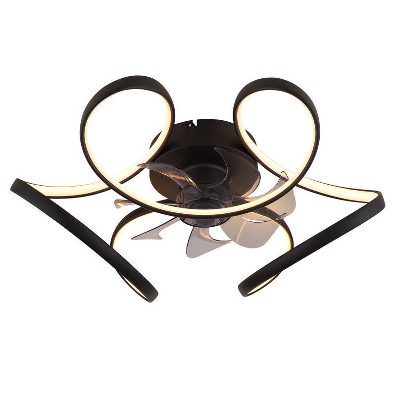 Zwarte design plafondventilator kunststof, Joske, 40W, warm tot koud wit verstelbare LED, met afstandsbediening