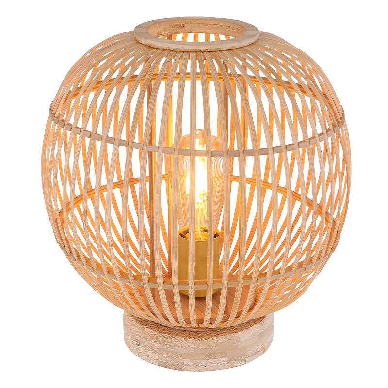 Landelijke tafellamp Terry, bruin, rotan Landelijke tafellamp Terry, bruin, rotan