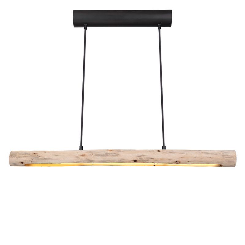 Landelijke hanglamp Abbas, bruin, hout, 3000K LED