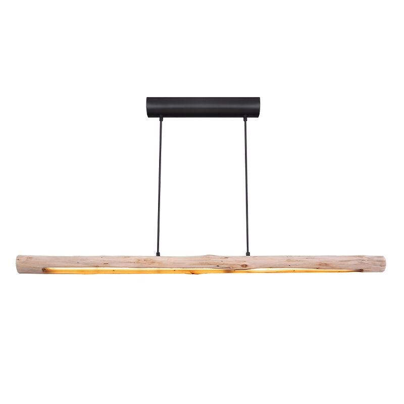 Landelijke hanglamp Abbas, bruin, hout, 3000K LED
