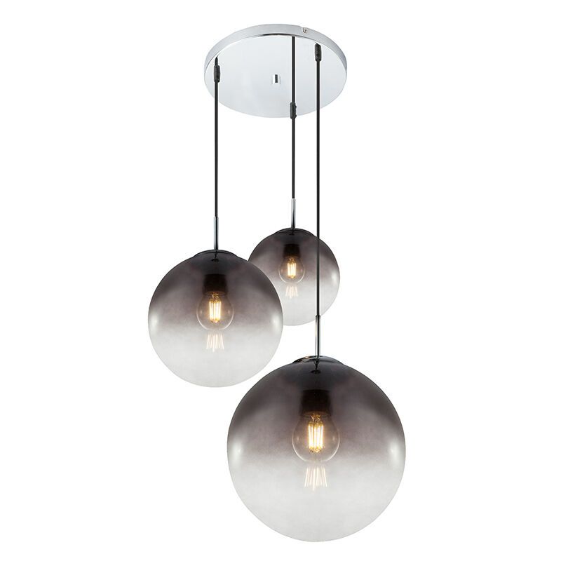 Design eettafel hanglamp Novia, chroom, glas
