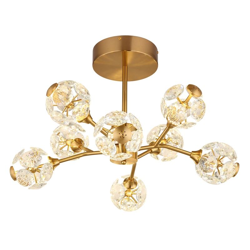 Gouden design plafondlamp kristal, Viresh, 68W, 3000K LED