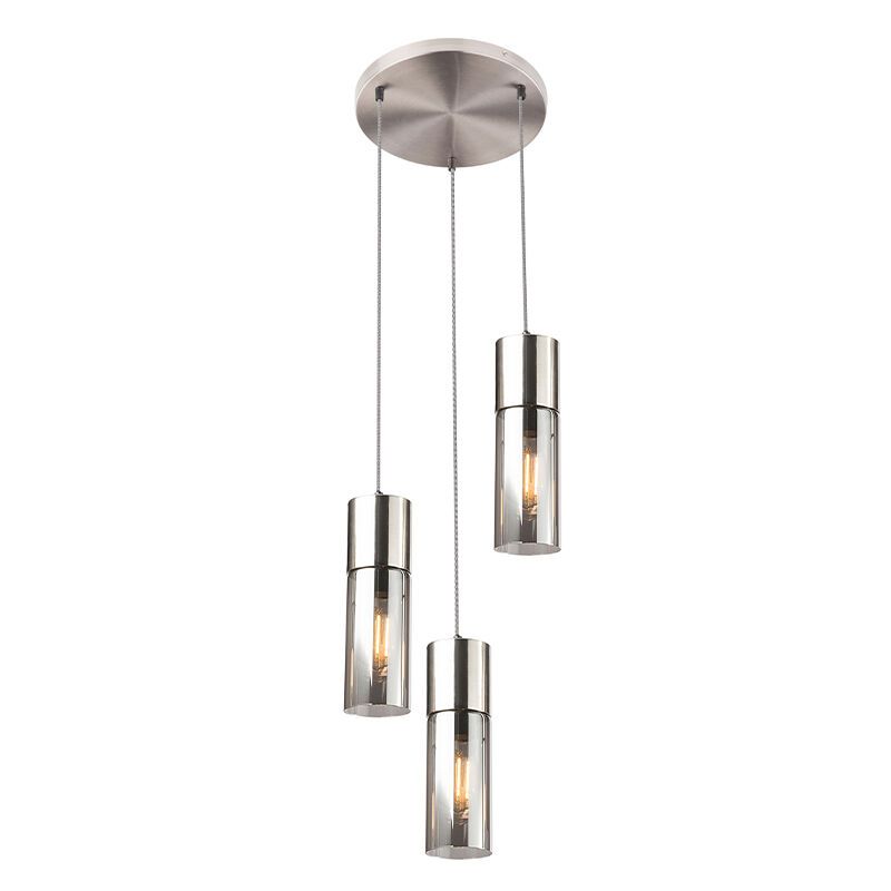 Design eettafel hanglamp Xena, nikkel, glas Design eettafel hanglamp Xena, nikkel, glas