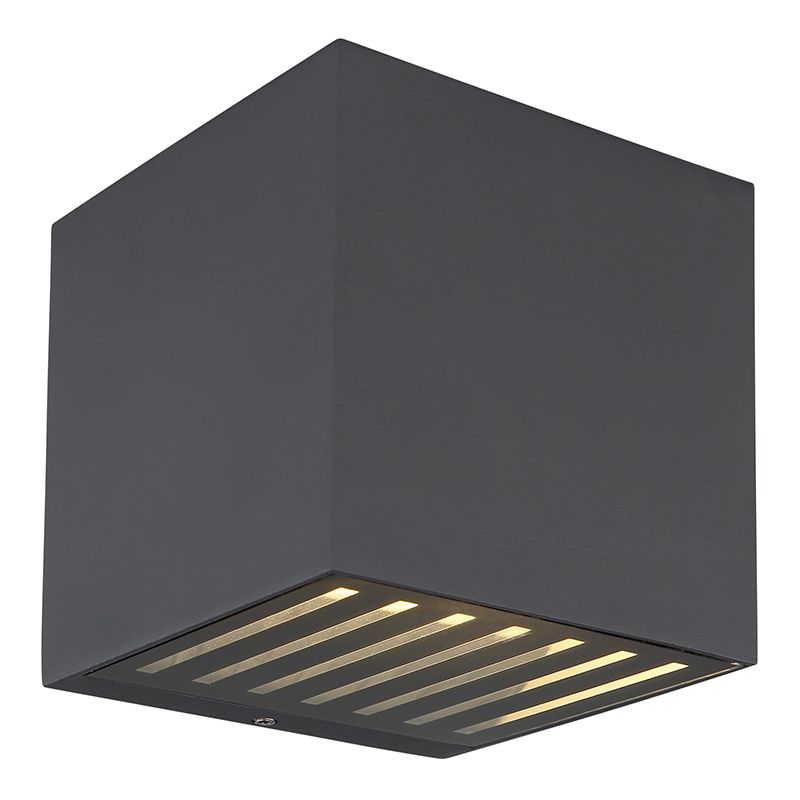 Antraciete moderne up down wandlamp aluminium, Moesha, 6W, 3000K LED, IP54