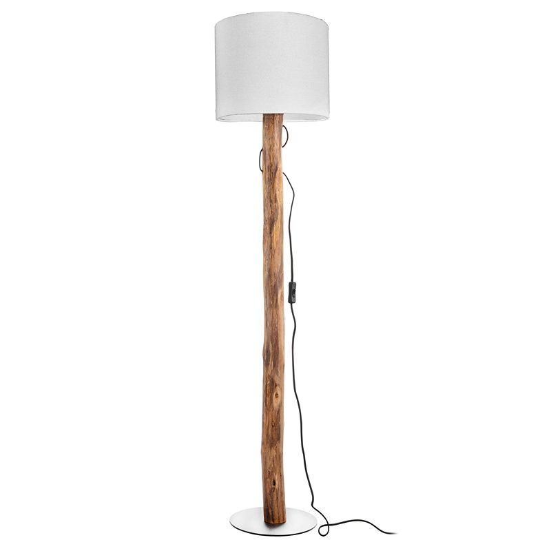 Landelijke vloerlamp hout, Najima, met schakelaar