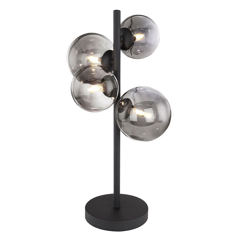 Design tafellamp Melinda, zwart, rookglas