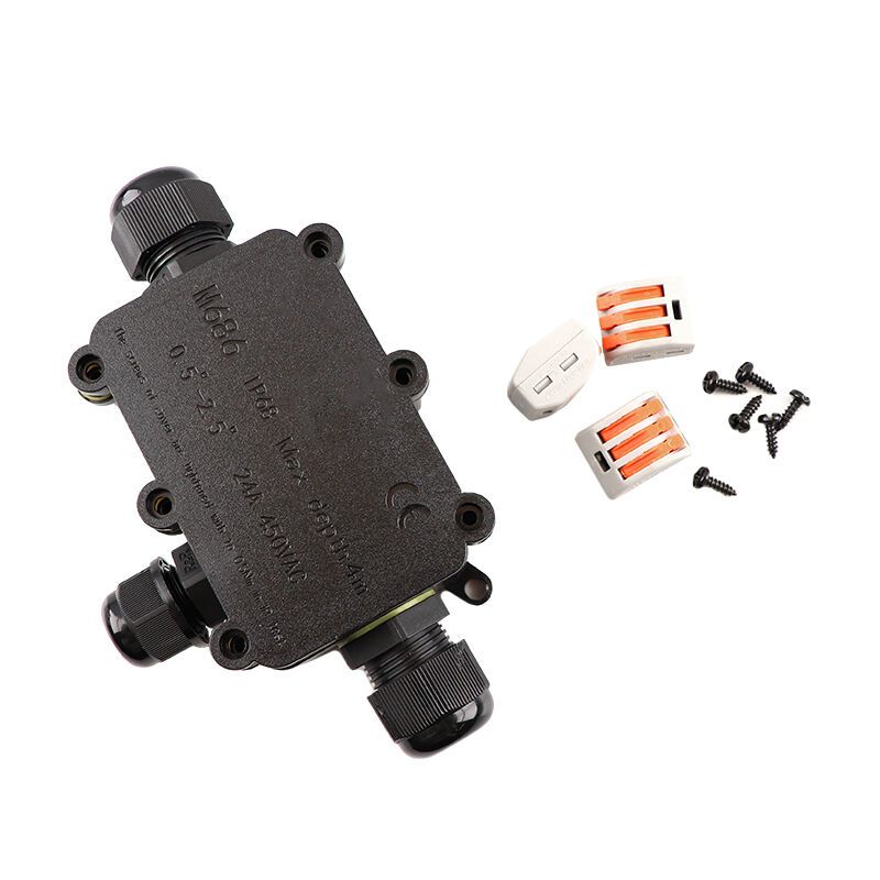 Waterdichte 3-weg kabelkoppeling, met Wago plug binnenin, IP68 Waterdichte 3-weg kabelkoppeling, met Wago plug binnenin, IP68