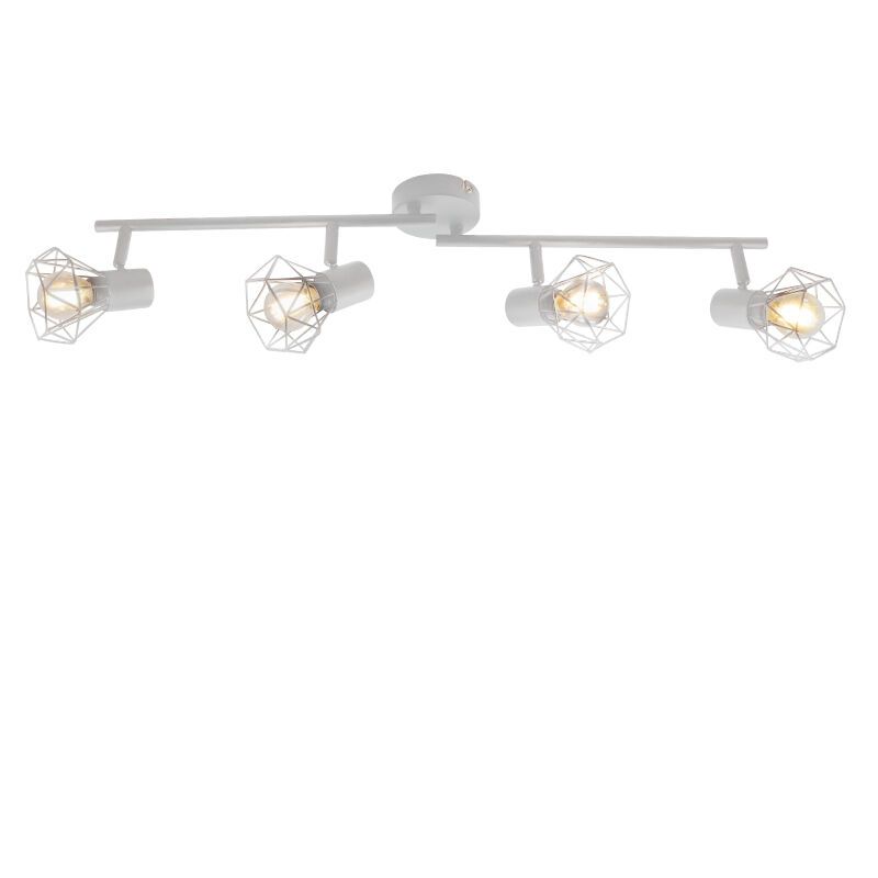 Industriële plafondspot Jaylano, wit, langwerpig, 4L