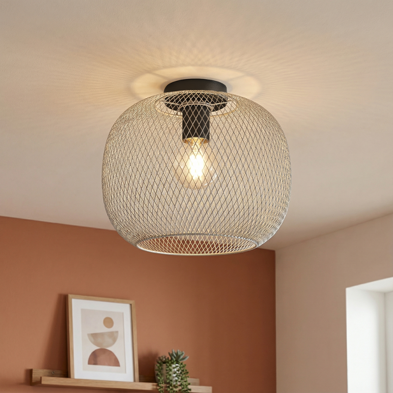 Grijze plafondlamp Emado, metaal, industrieel Grijze plafondlamp Emado, metaal, industrieel