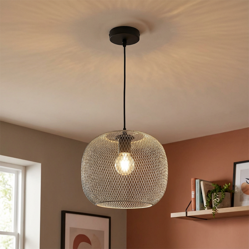 Grijze hanglamp Emado, metaal, industrieel