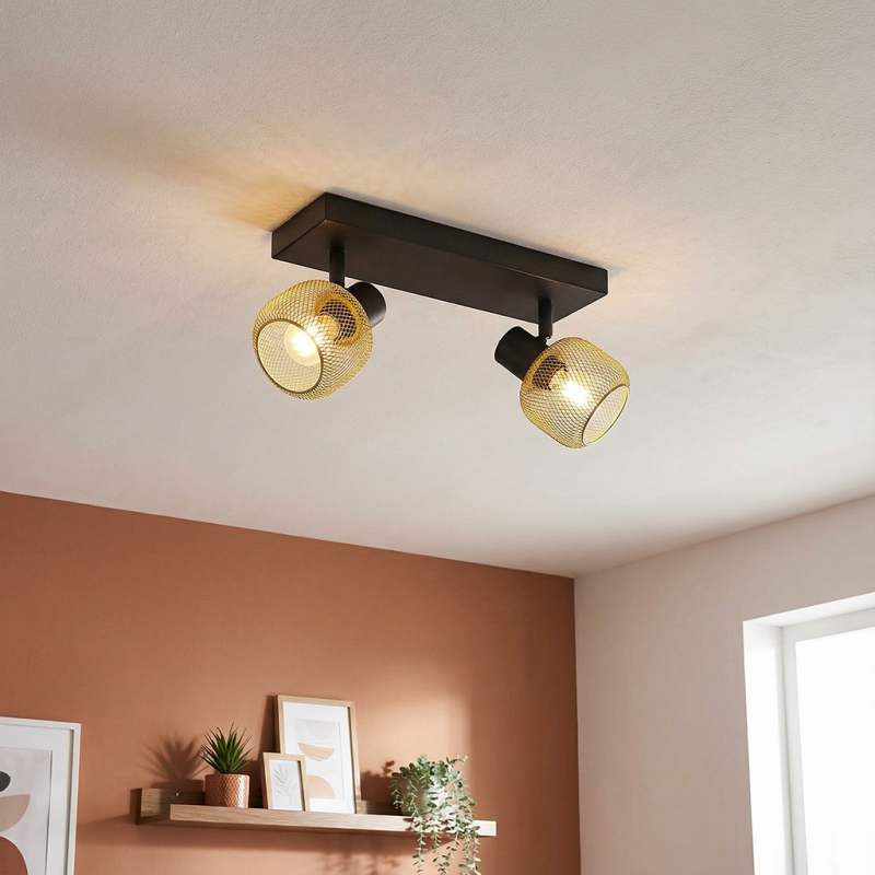 Gele plafondspot Emado, metaal, industrieel, 2L Gele plafondspot Emado, metaal, industrieel, 2L