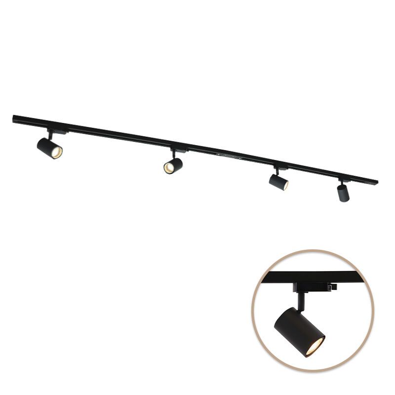 2M zwart 1-fase railverlichting systeem + 4 Elena railspots