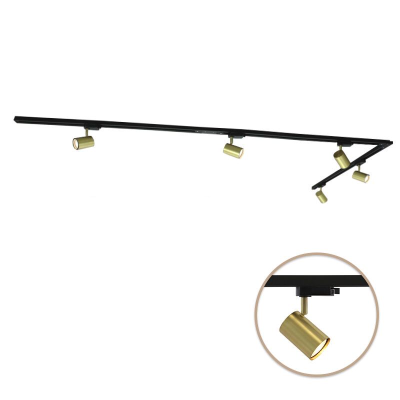 3M messing 1-fase railverlichting systeem met hoekstuk + 5 Elena railspots 3M messing 1-fase railverlichting systeem met hoekstuk + 5 Elena railspots