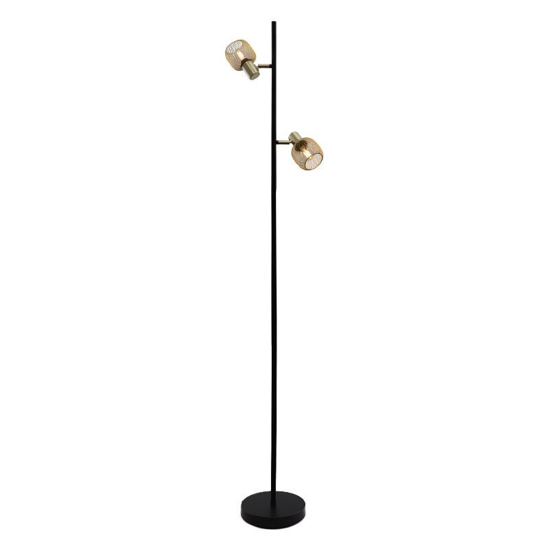 Industriële vloerlamp Emado, goud, metaal