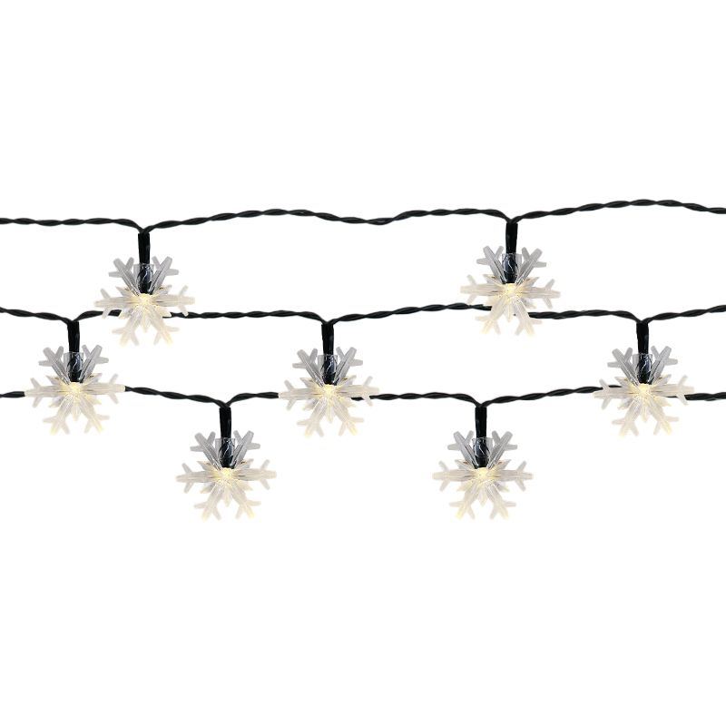 Sneeuwvlokken solar snoer tuinverlichting 50 LED warm wit Sneeuwvlokken solar snoer tuinverlichting 50 LED warm wit