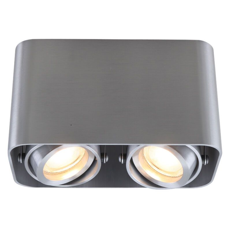 Moderne, zilveren opbouwspot Bera, 2-spots, Richtbaar spotje