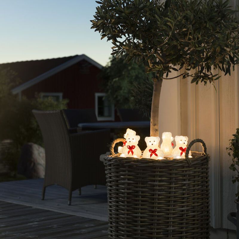 5 LED IJsbeertjes met strik, voor binnen en buiten