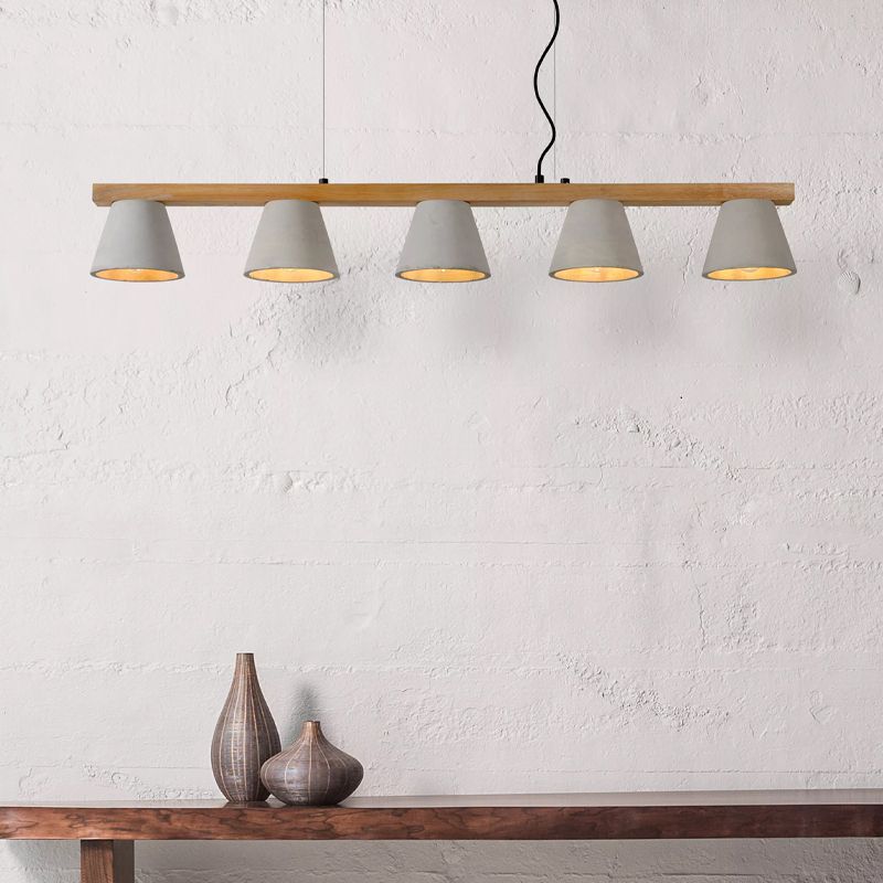 Grijze hanglamp Possio, Hout, Metaal Grijze hanglamp Possio, Hout, Metaal