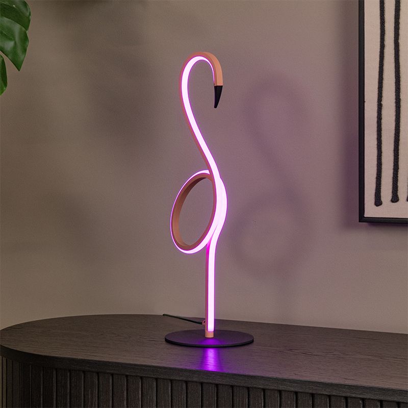 Roze tafellamp modern, Flamingo, 5,5W, RGB LED, met afstandsbediening