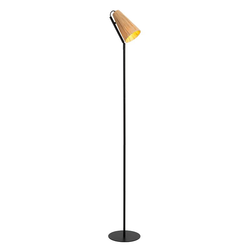 Rotan vloerlamp bruin, Bensen, met schakelaar