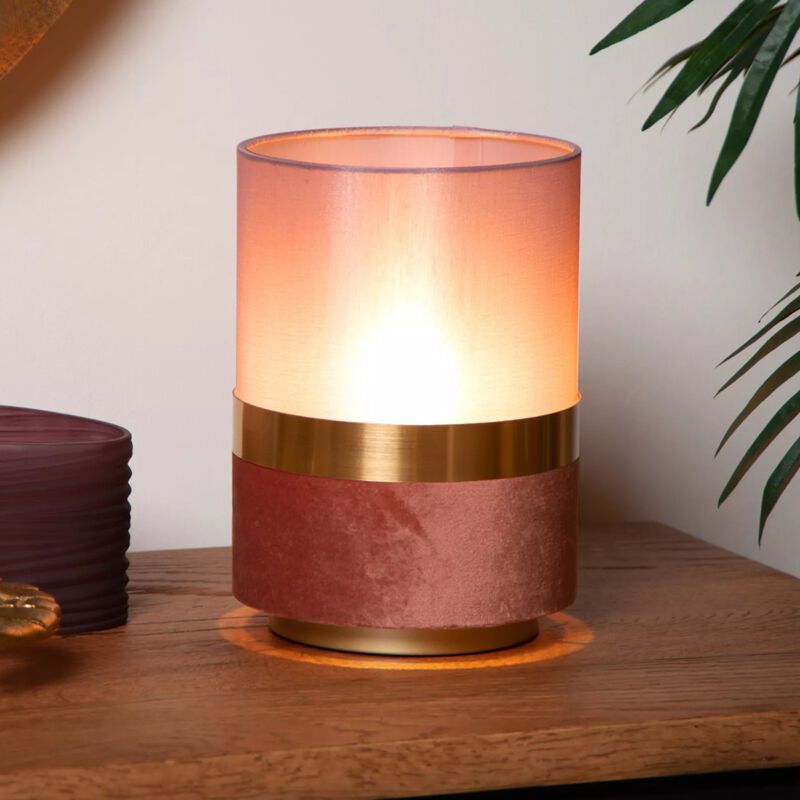 Roze retro tafellamp, Tusse, stof
