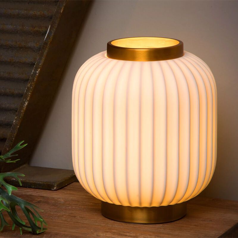 Witte tafellamp Gosse, steen