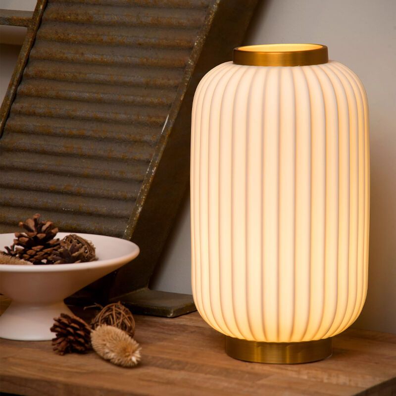 Witte tafellamp Gosse, steen Witte tafellamp Gosse, steen