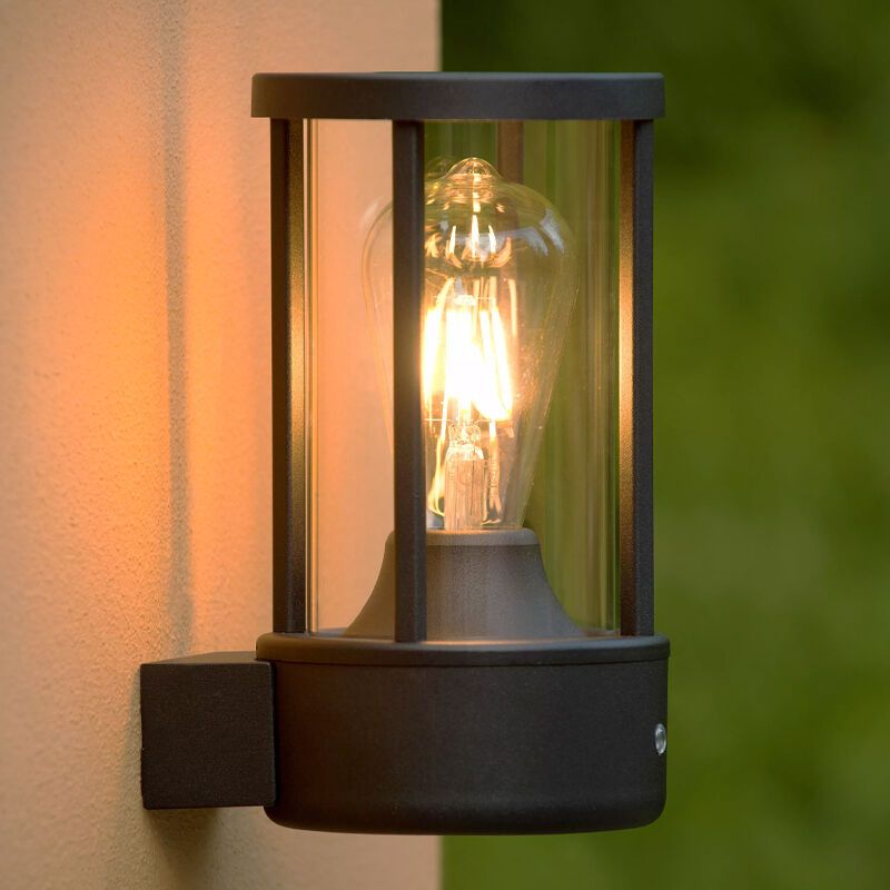 Antraciete buiten plafondlamp met schemersensor modern, Lori, IP44