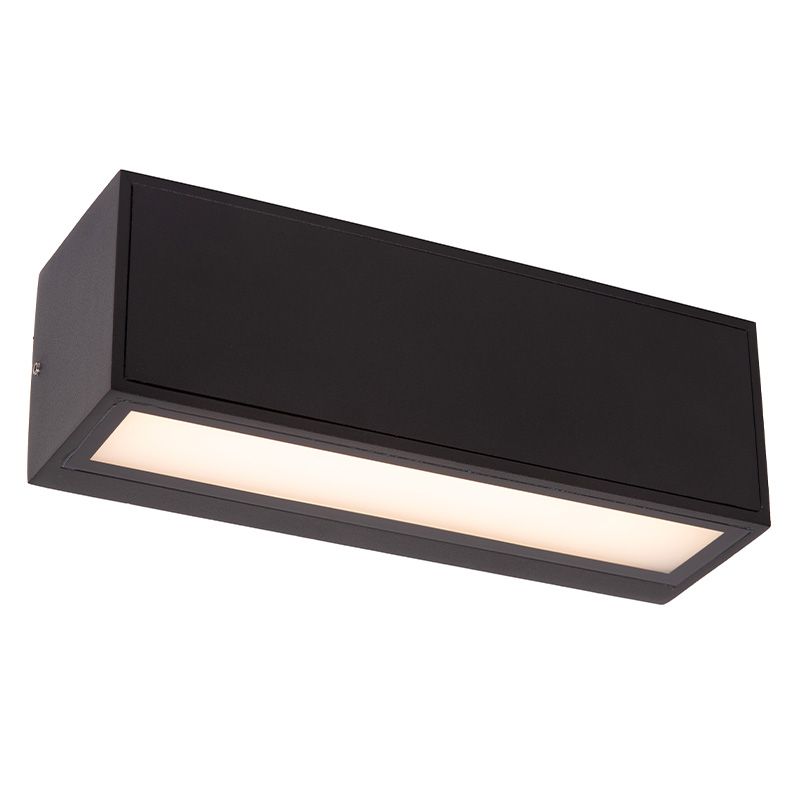 Zwarte buiten wandlamp met schemersensor modern, Sutton, 1,5W, 3000K LED, IP54