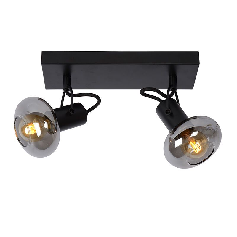 Zwarte moderne plafondspot, Madee, glas