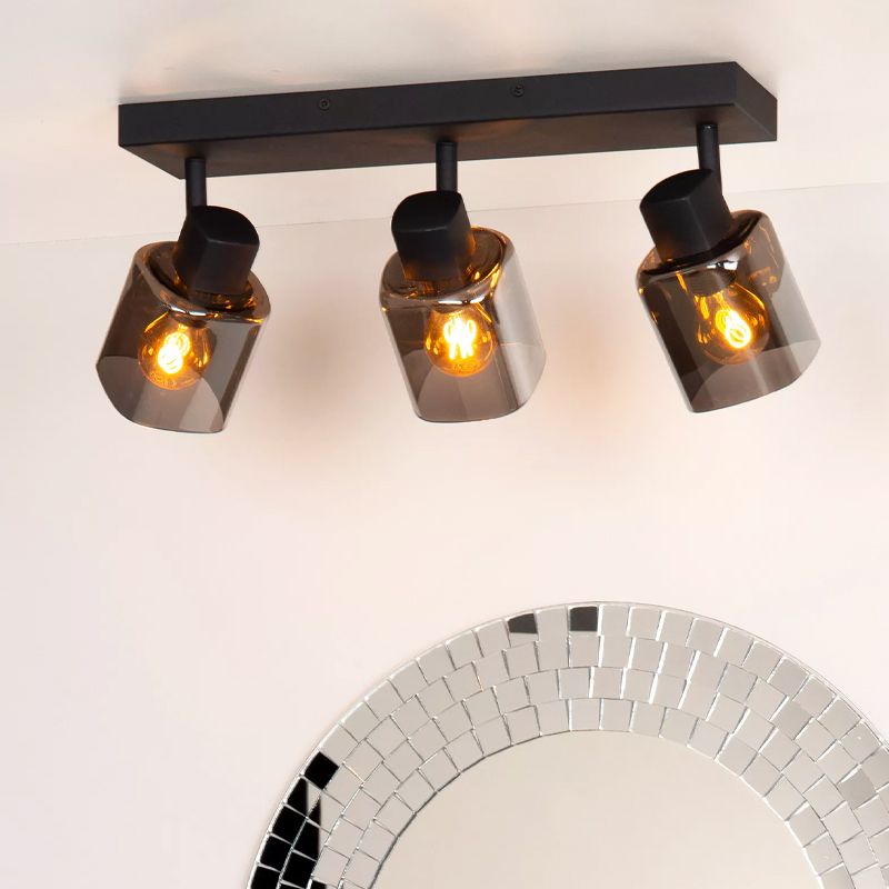 Zwarte klassieke plafondspot, Alion, glas Zwarte klassieke plafondspot, Alion, glas