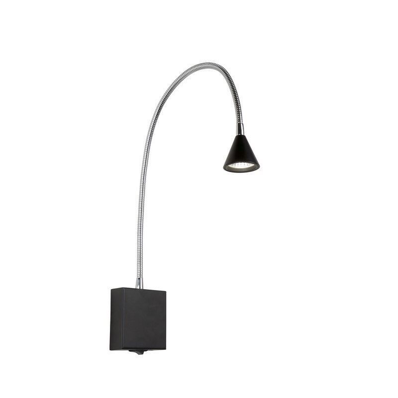 Zwarte wandlamp modern, Buddy, 3W, 4000K LED, met schakelaar