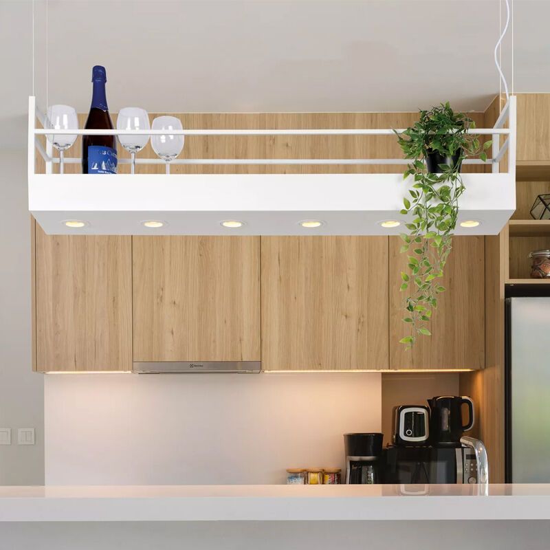 Witte landelijke hanglamp, Miravelle, metaal