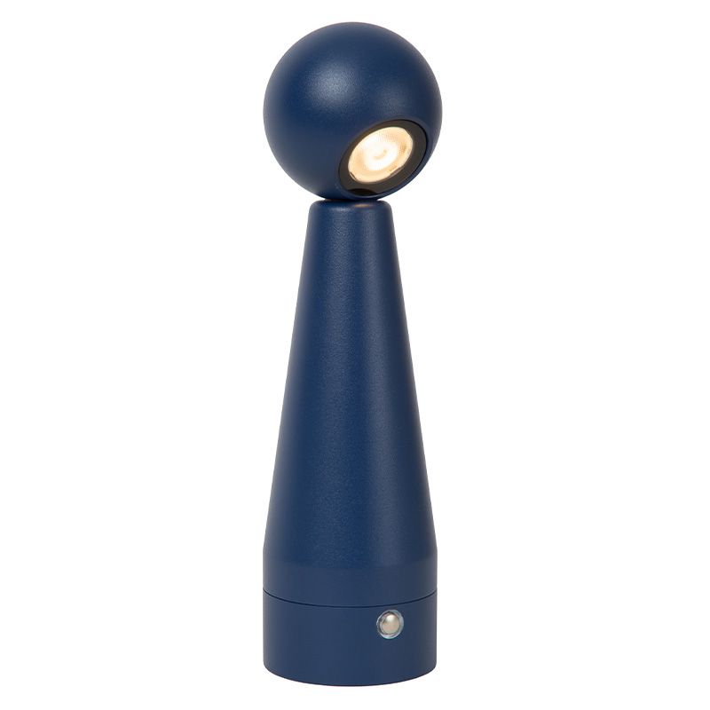 Blauwe oplaadbare tafellamp modern, Ipsos, 3W, dim to warm LED, met touchdimmer
