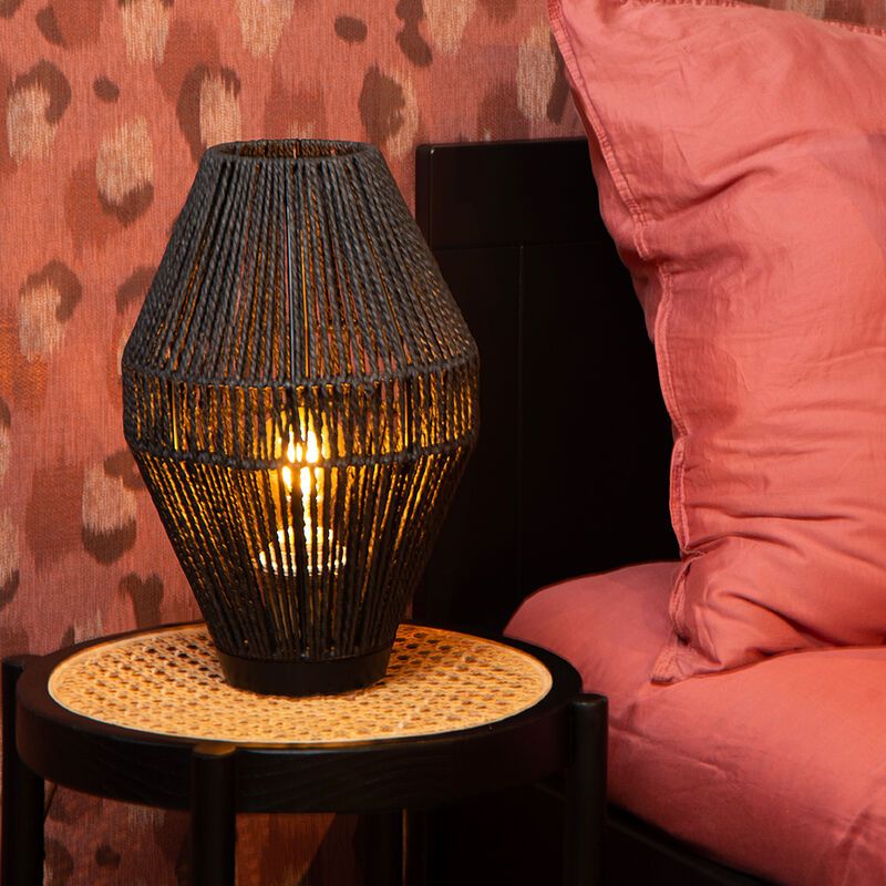 Zwarte tafellamp landelijk, Cordulle, met schakelaar Zwarte tafellamp landelijk, Cordulle, met schakelaar