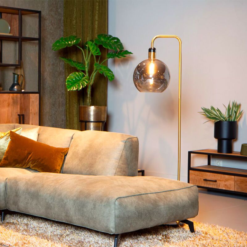 Grijze vloerlamp Julius, glas, met aan/uit schakelaar