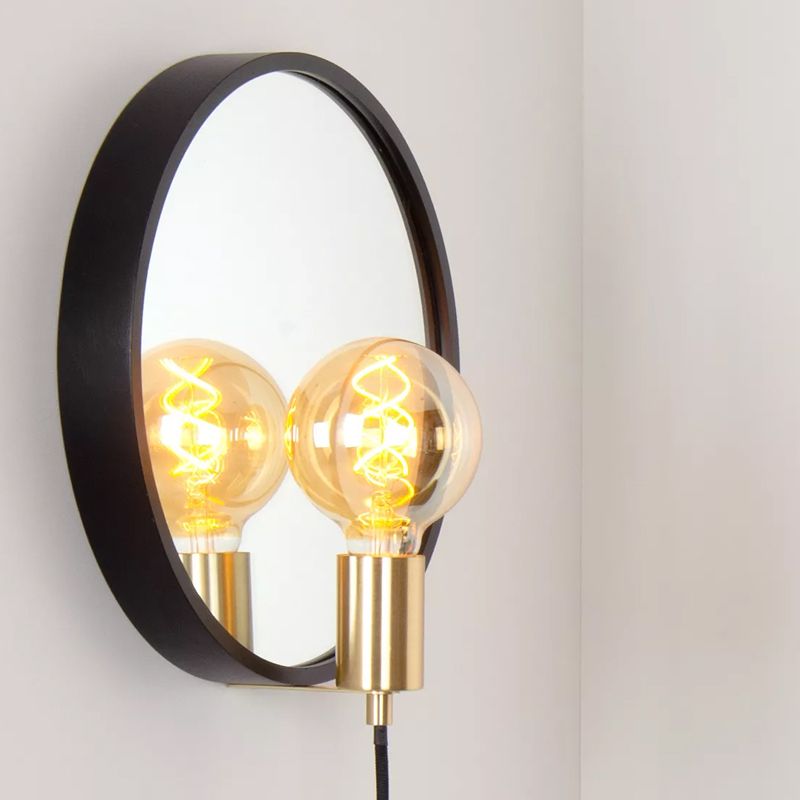 Zwarte landelijke spiegelverlichting, Reflex, glas