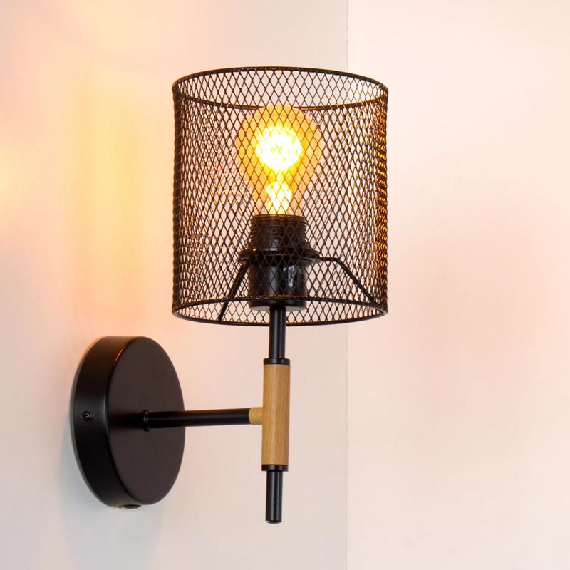 Zwarte wandlamp Baskett, staal