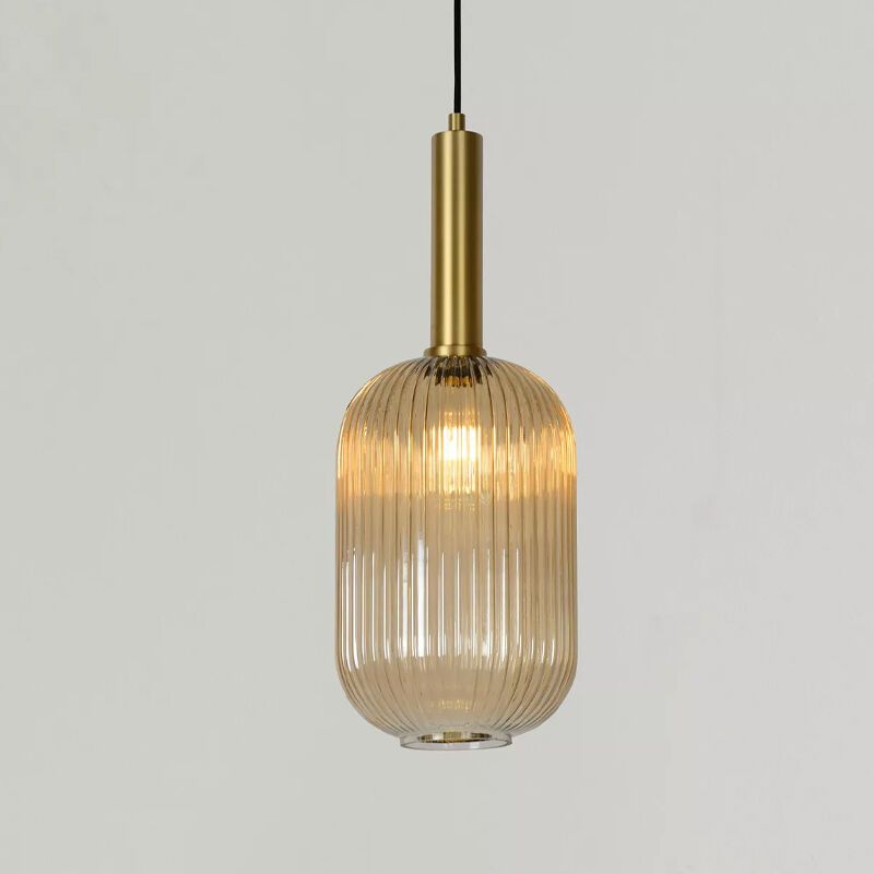 Amberkleurige hanglamp Maloto, glas