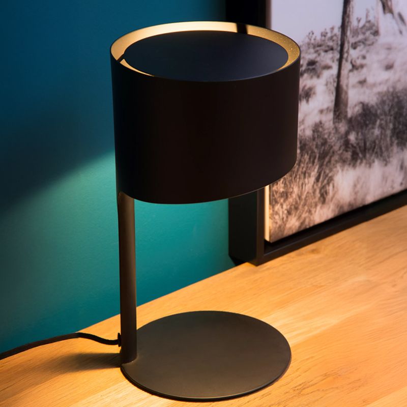 Zwarte tafellamp Knulle, Rond