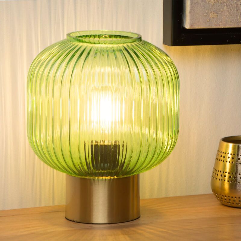 Groene tafellamp Maloto, glas