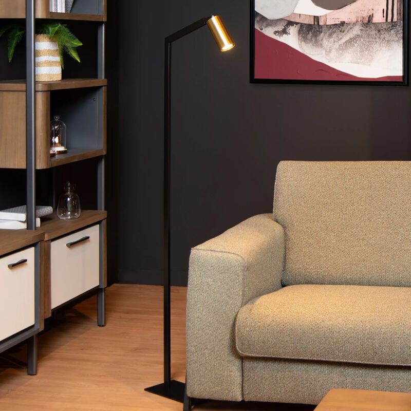 Zwarte vloerlamp modern, Sybil, met schakelaar