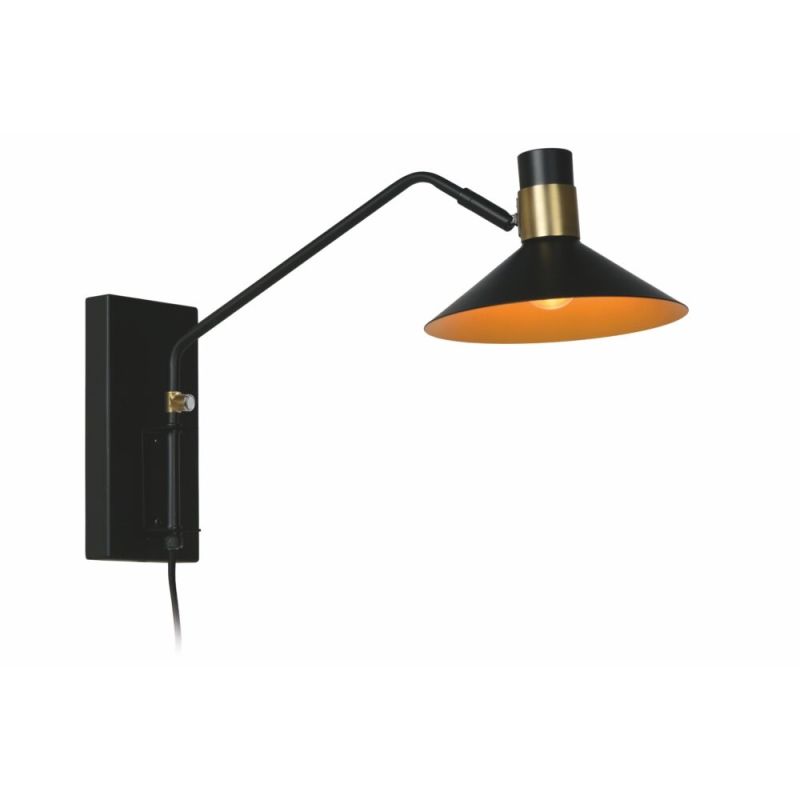 Zwarte wandlamp Pepijn, staal
