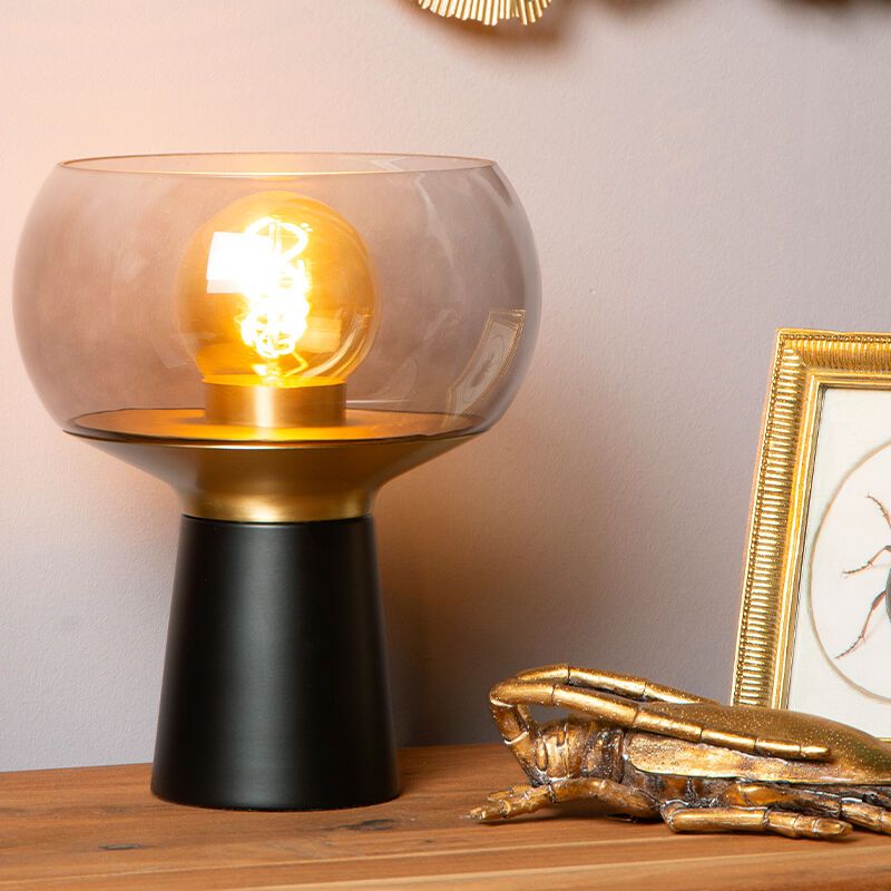 Zwarte tafellamp retro, Farris, met schakelaar